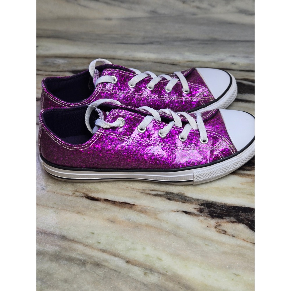 Converse Chuck Taylor All Star Purple Glitter Low  Sneakers Junior Sparkly Eu 36 - Picture 5 of 10